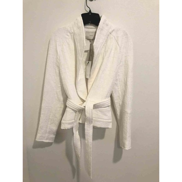 IRO Hawaispe White Cotton Jacquard Jacket Belted - Picture 4 of 8